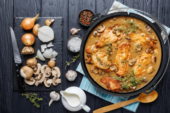 Bring a touch of Italy to your table – Chicken Marsala in a cast iron pot!