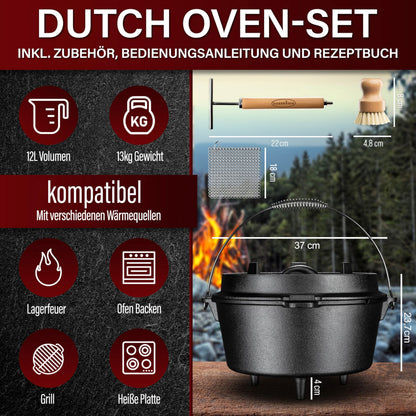 GUSSKÖNIG Dutch OvenOhne Füßen+SchrubberGusskönig