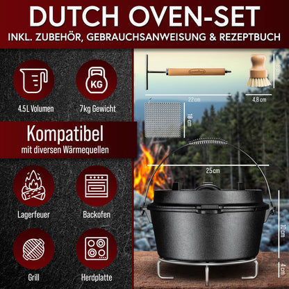 GUSSKÖNIG Dutch OvenOhne Füßen+RingreinigerGusskönig