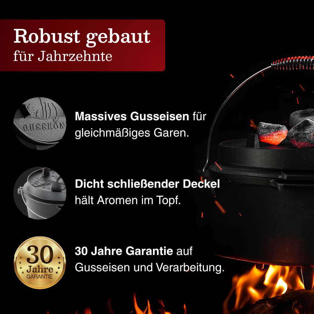 GUSSKÖNIG Dutch OvenOhne Füßen+SchrubberGusskönig